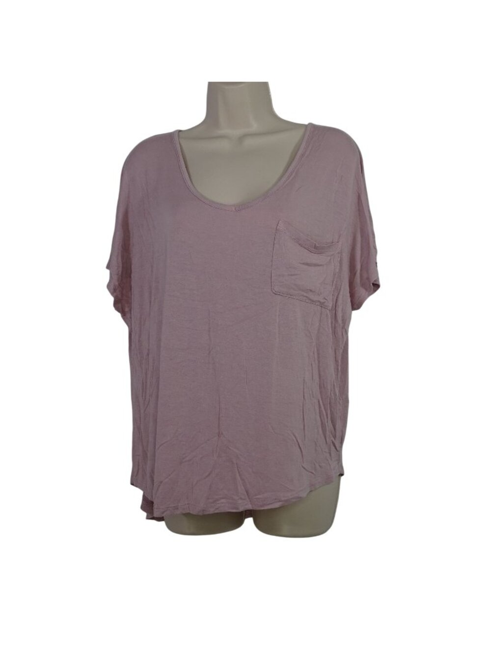 Hippie Rose Pink V-Neck Short Sleeve Pocket T-Shirt Women Size L Casual Top - Picture 1 of 9
